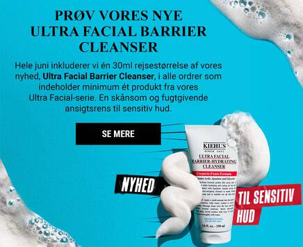 PRØV VORES NYE ULTRA FACIAL BARRIER CLEANSER. Hele juni inkluderer vi en 30ml rejsestørrelse af vores nyhed, Ultra Facial Barrier Cleanser, i alle ordrer som indeholder minimum et produkt fra vores Ultra Facial-serie.   En skånsom og fugtgivende ansigtsrens til sensitiv hud. SE MERE