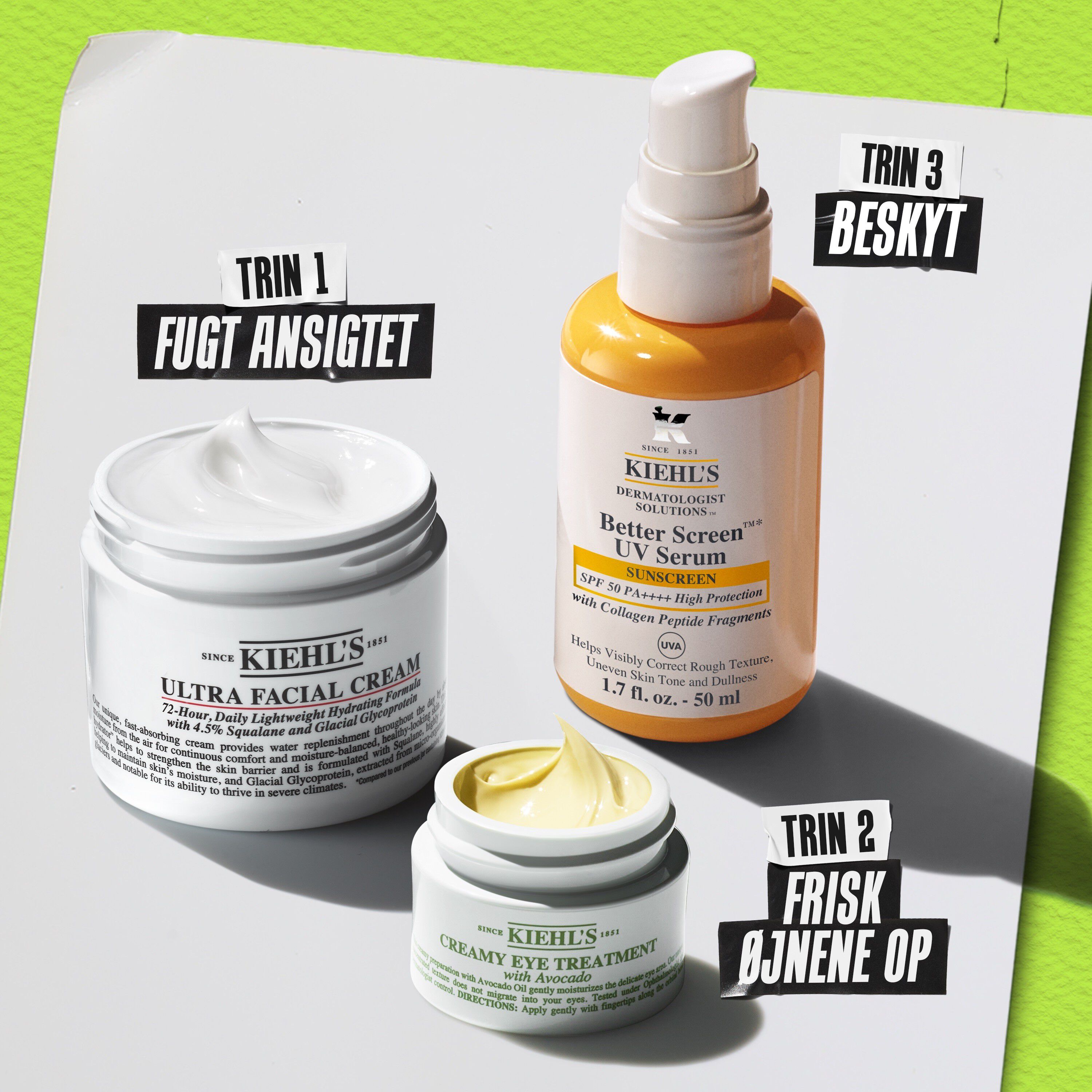 Rutine med Kiehl's Creamy Eye Treatment with Avocado – Trin 1 Rens, Trin 2 Behandl, Trin 3 Fugt