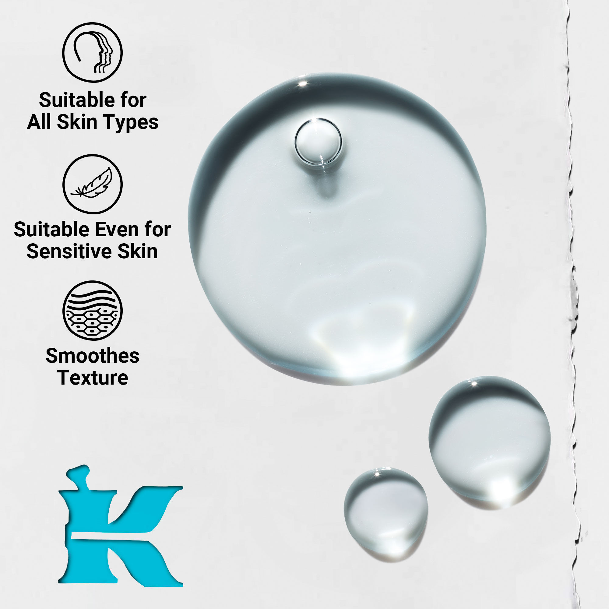 Taetbillede af Clearly Corrective Triple Acid Peel-konsistens, der viser klare vaeskedråber og bobler.