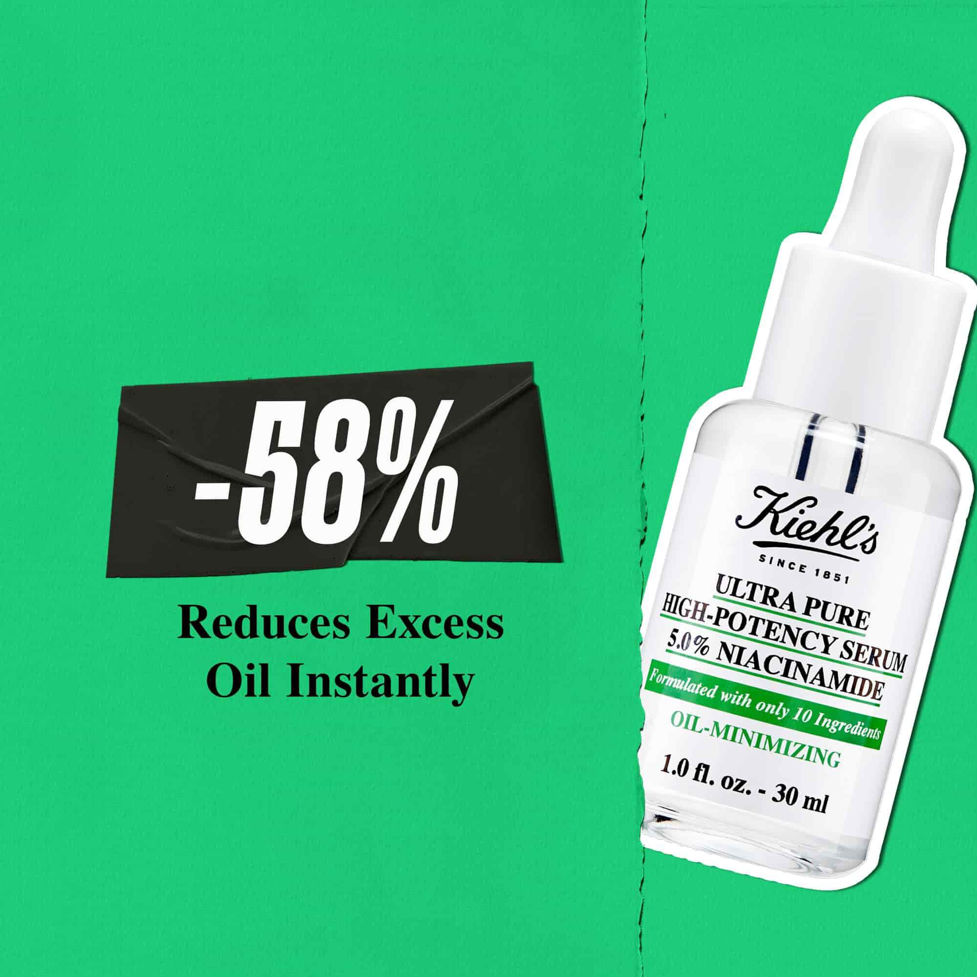 Kiehl's Ultra Pure High-Potency Serum reducerer øjeblikkeligt overskydende olie med 58 %
