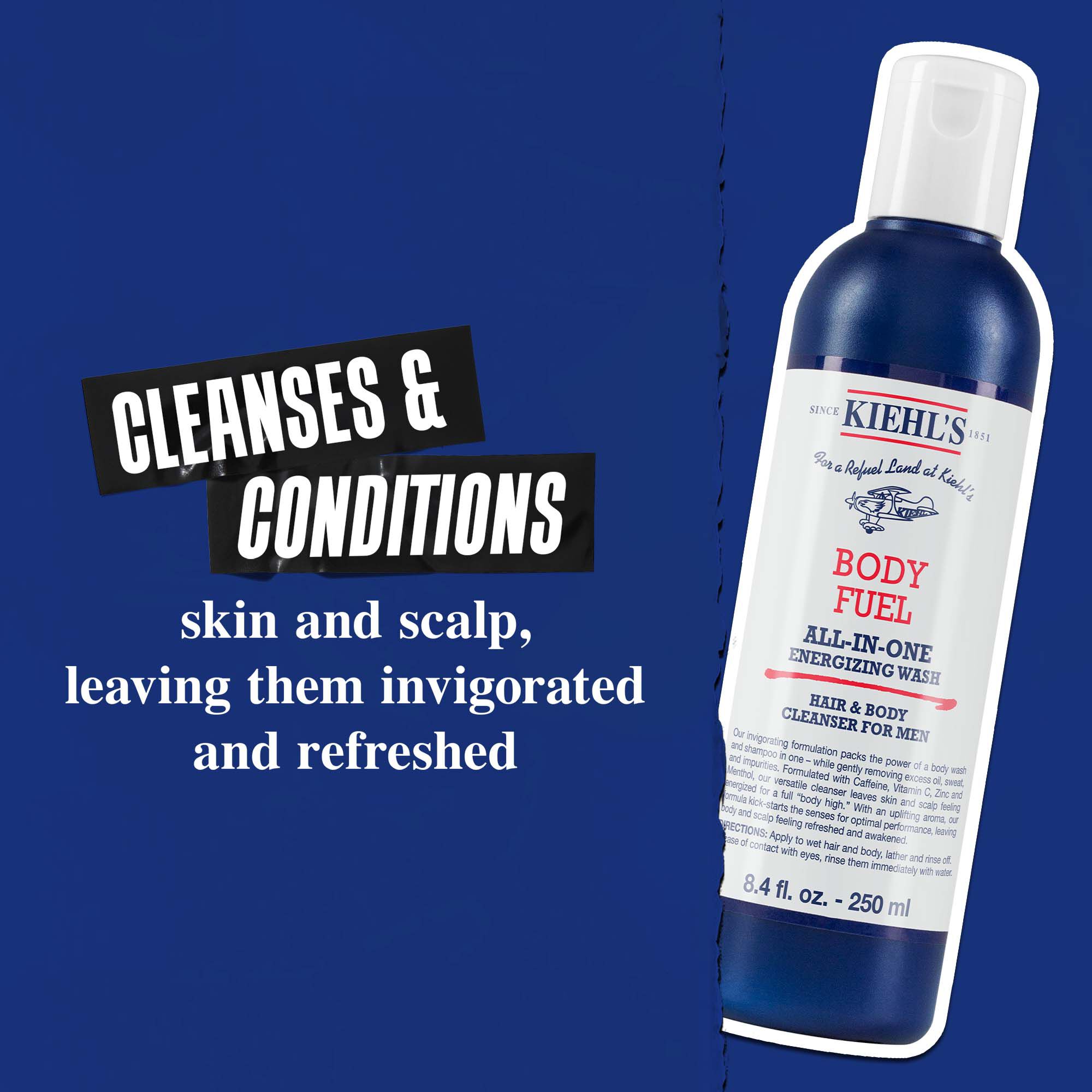 Body Fuel All-In-One Energizing Wash: Renser og plejer hud, hår og hovedbund og efterlader dem opfriskede.