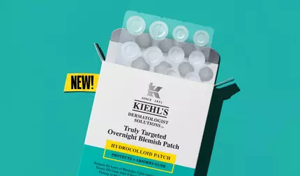 NYHED! Kiehl's Truly Targeted Overnight Blemish Patch, en hydrokolloid patch, der beskytter og absorberer overskydende talg – effektiv dermatologisk hudpleje.