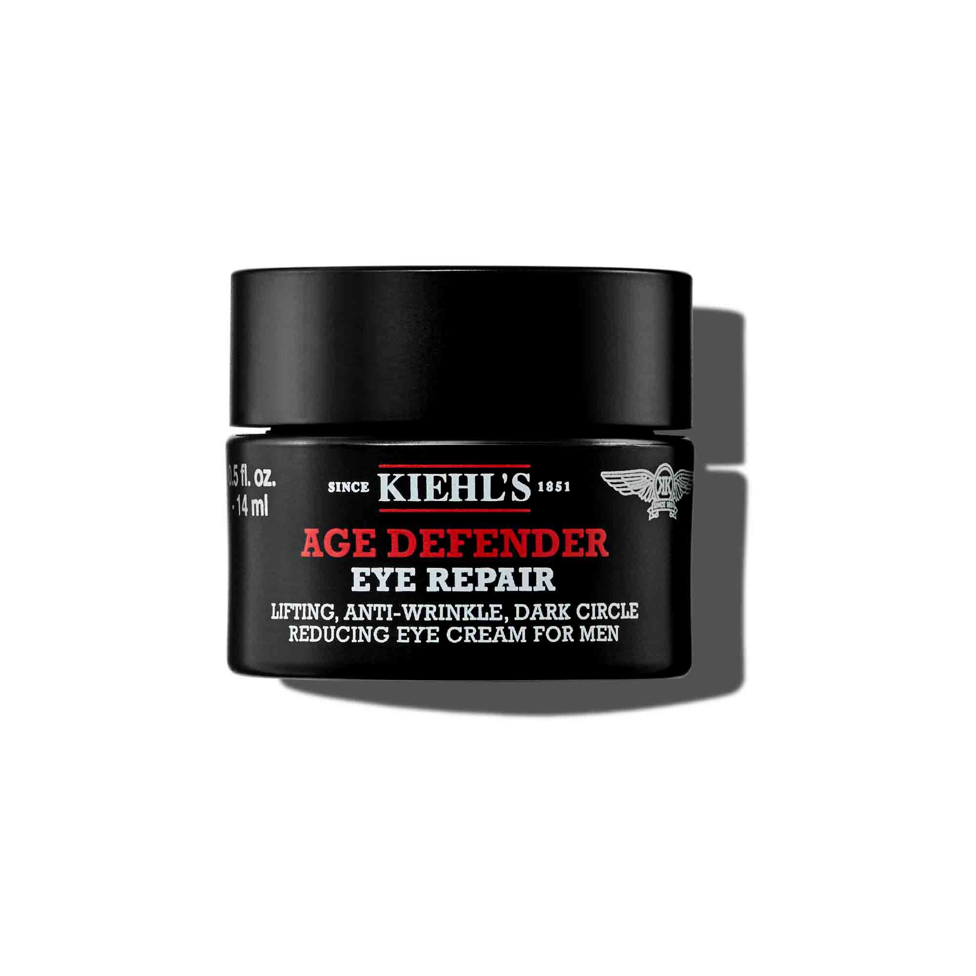En 14 ml krukke med Kiehl's Age Defender Eye Repair mod en hvid baggrund.