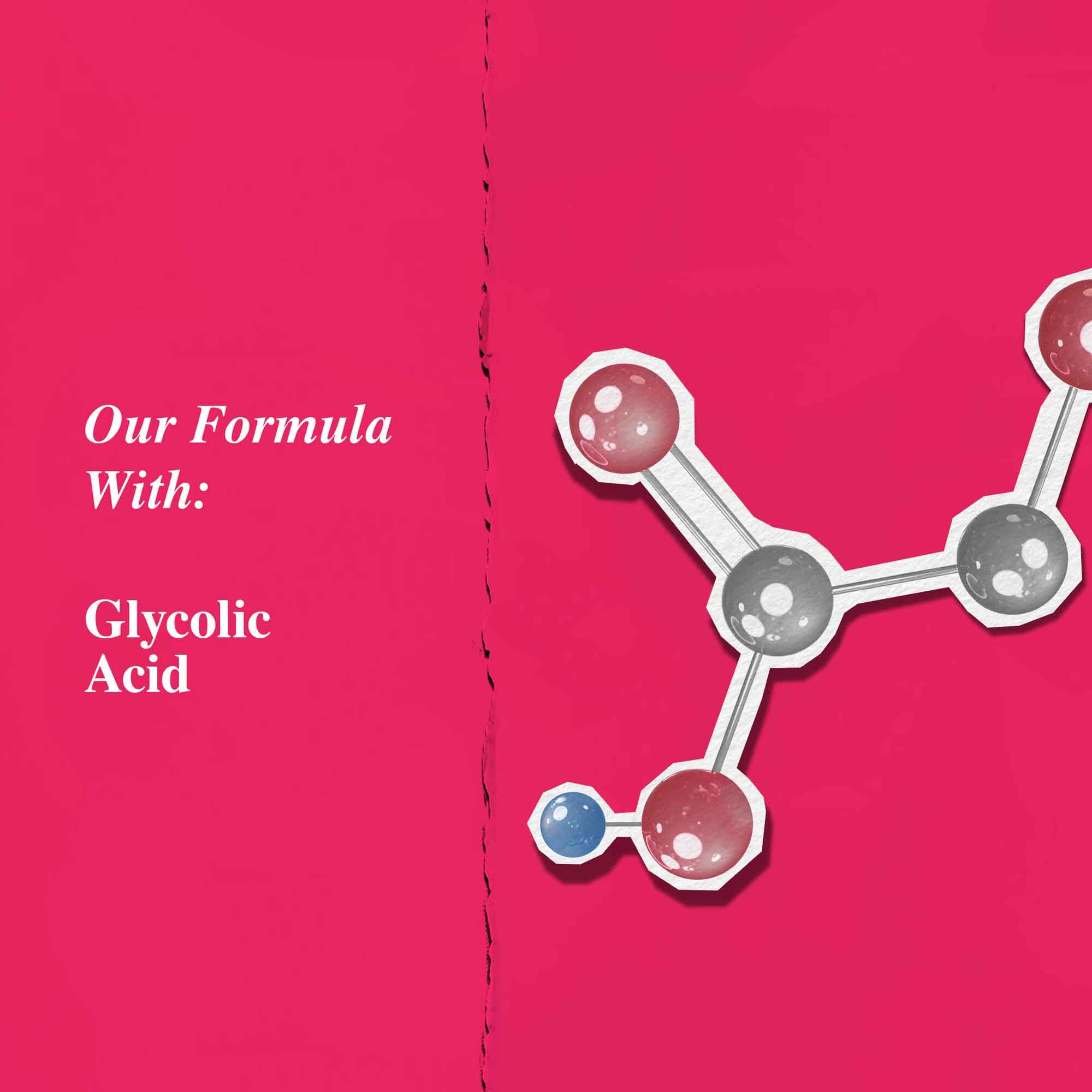 Grafik over nøgleingredienser, der fremhaever glykolsyre.
