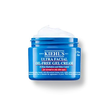 En 50 ml krukke med Kiehl's Ultra Facial Oil-Free Gel Cream mod en hvid baggrund.