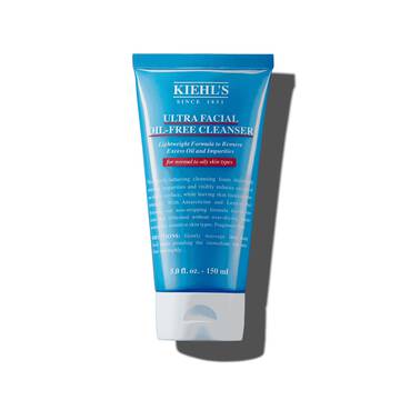 En 150 ml tube Kiehl's Ultra Facial Oil-Free Cleanser mod en hvid baggrund.