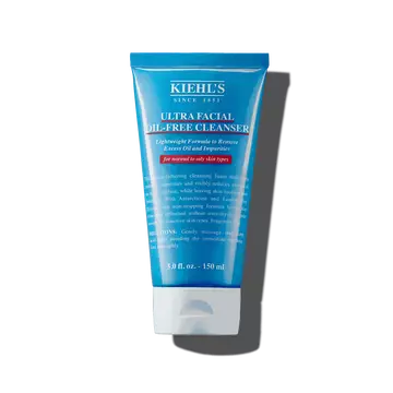 En 150 ml tube Kiehl's Ultra Facial Oil-Free Cleanser mod en hvid baggrund.