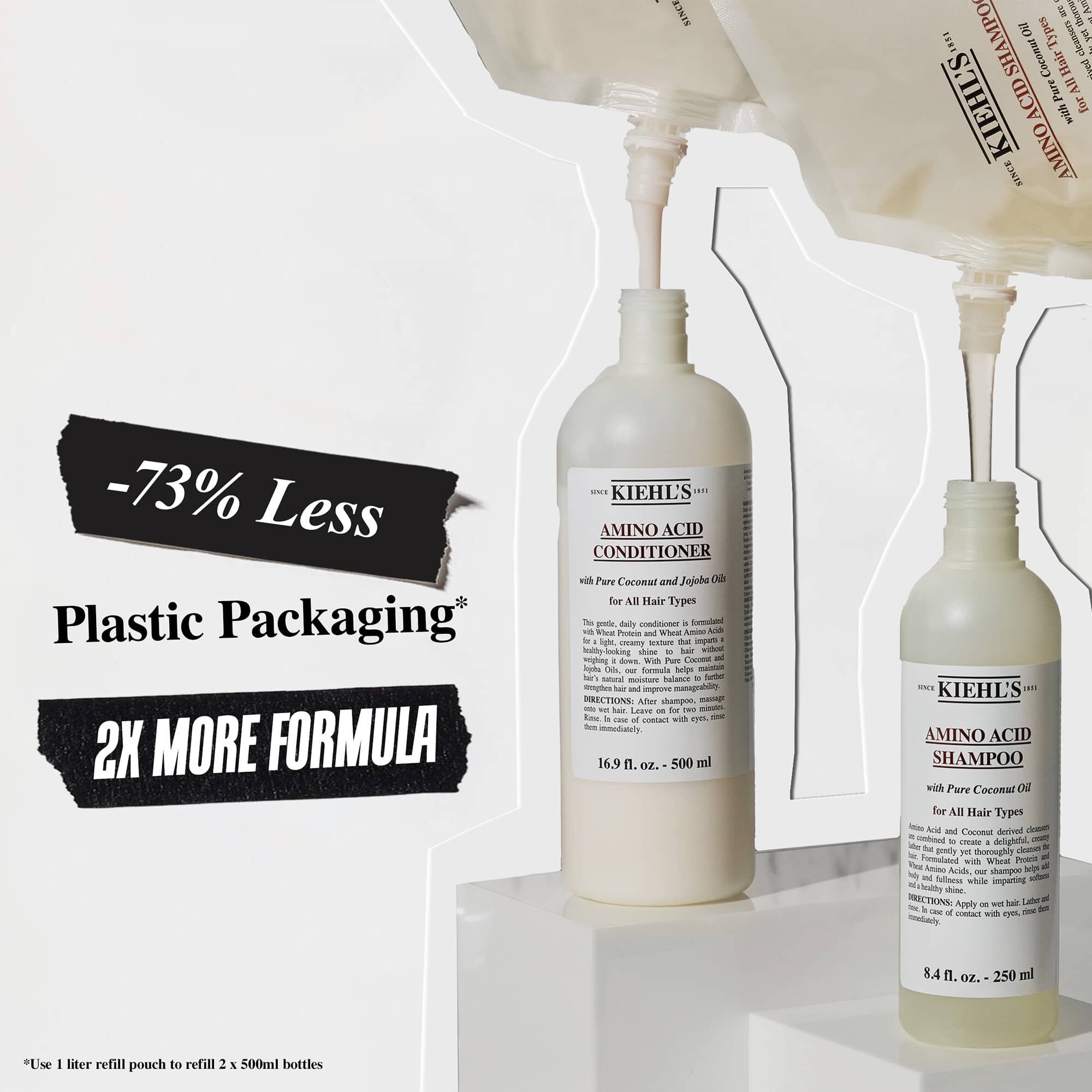 73% mindre plastikemballage og 2x mere modermaelkserstatning med Kiehl's Amino Acid Conditioner refill-pose